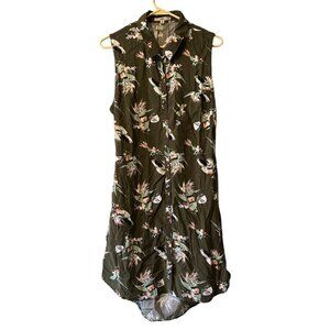 Vans Women Midi Floral Sleeveless Button Down Dress Size XL‎ Hawaiian Hip Hop